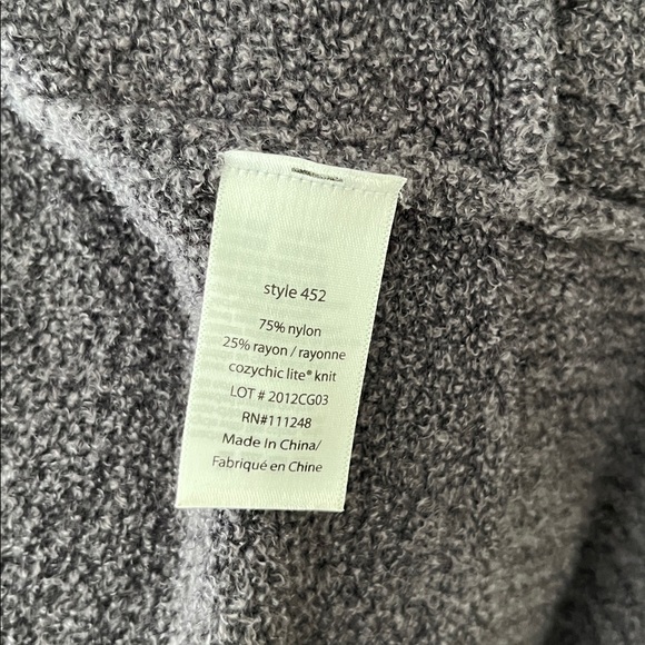 Barefoot Dreams CozyChic Circle Cardigan Women's Charcoal Open Front - Picture 6 of 10